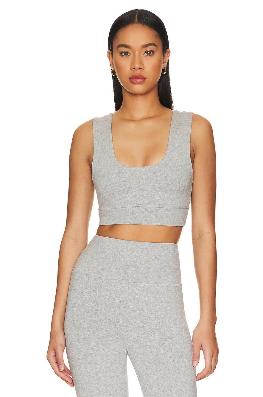 NEW YEAR OF OURS body u neck crop top in heathered grey